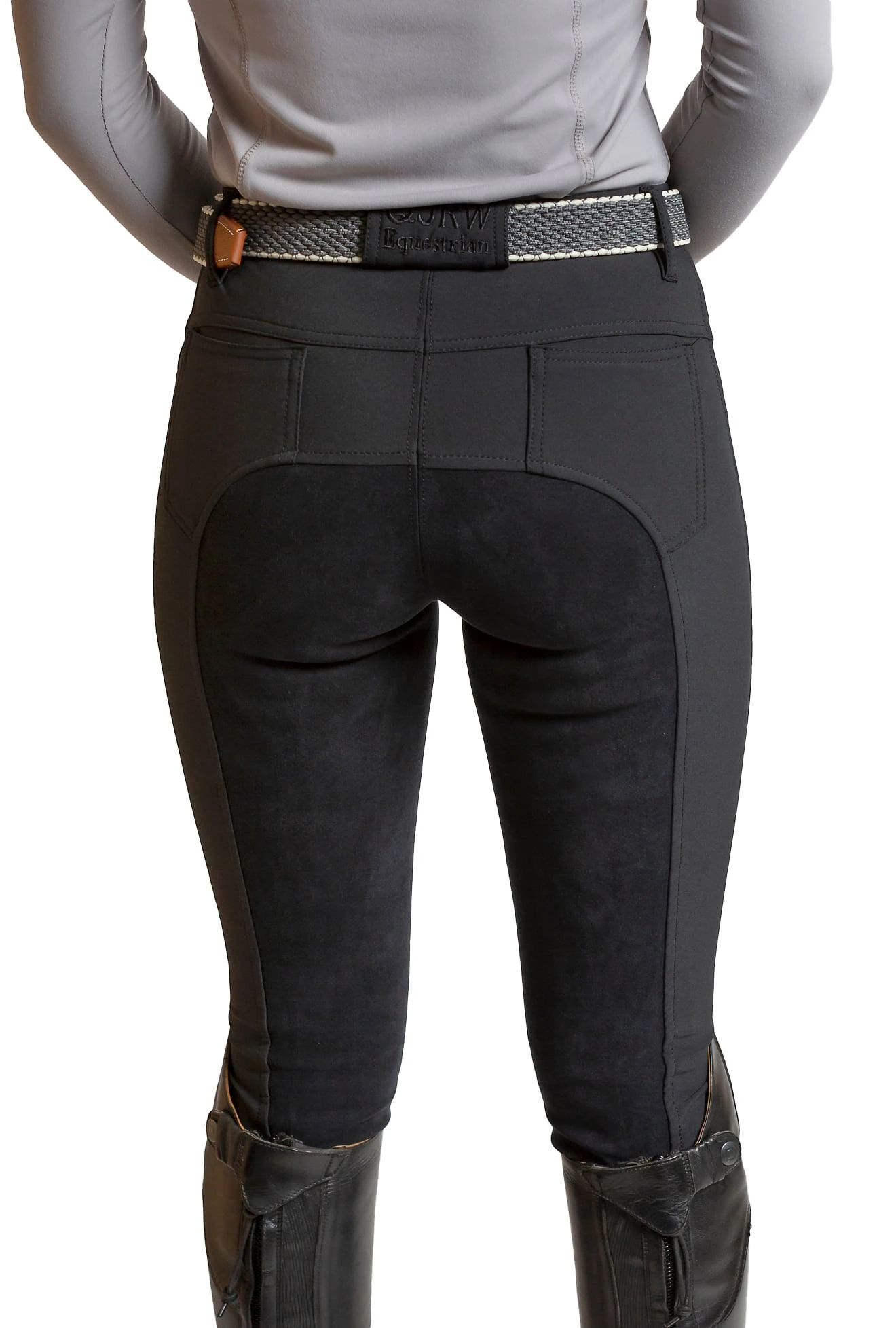 QJ Riding Wear Bobby Black Breech With Suede Seat - Image 3