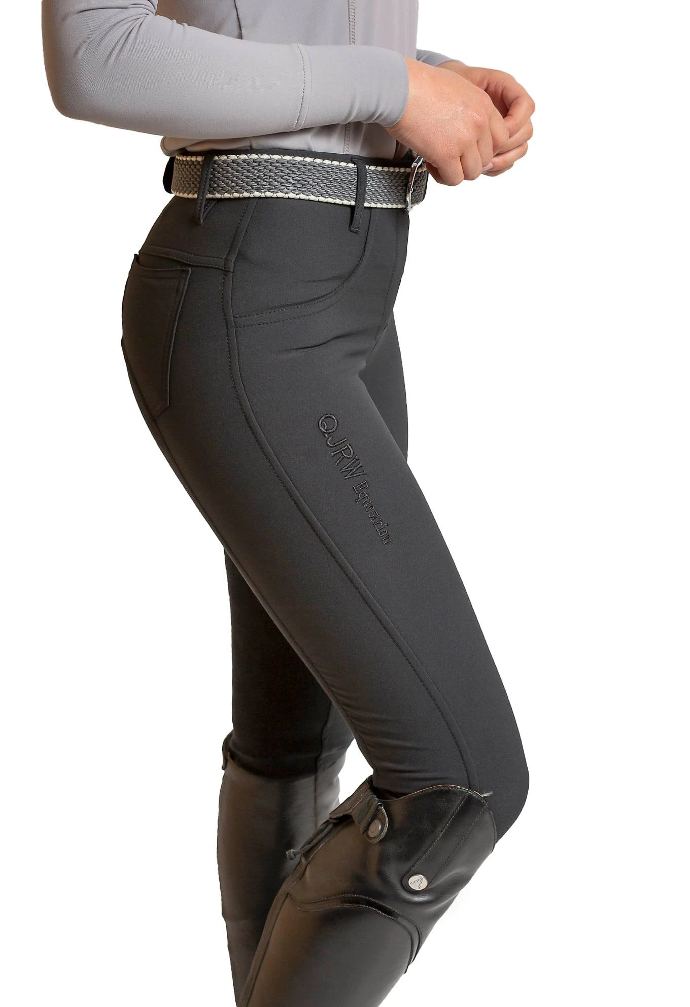 QJ Riding Wear Bobby Black Breech With Suede Seat - Image 4