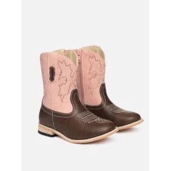 Western Boots Baxter Childrens Light Pink & Brown Junior