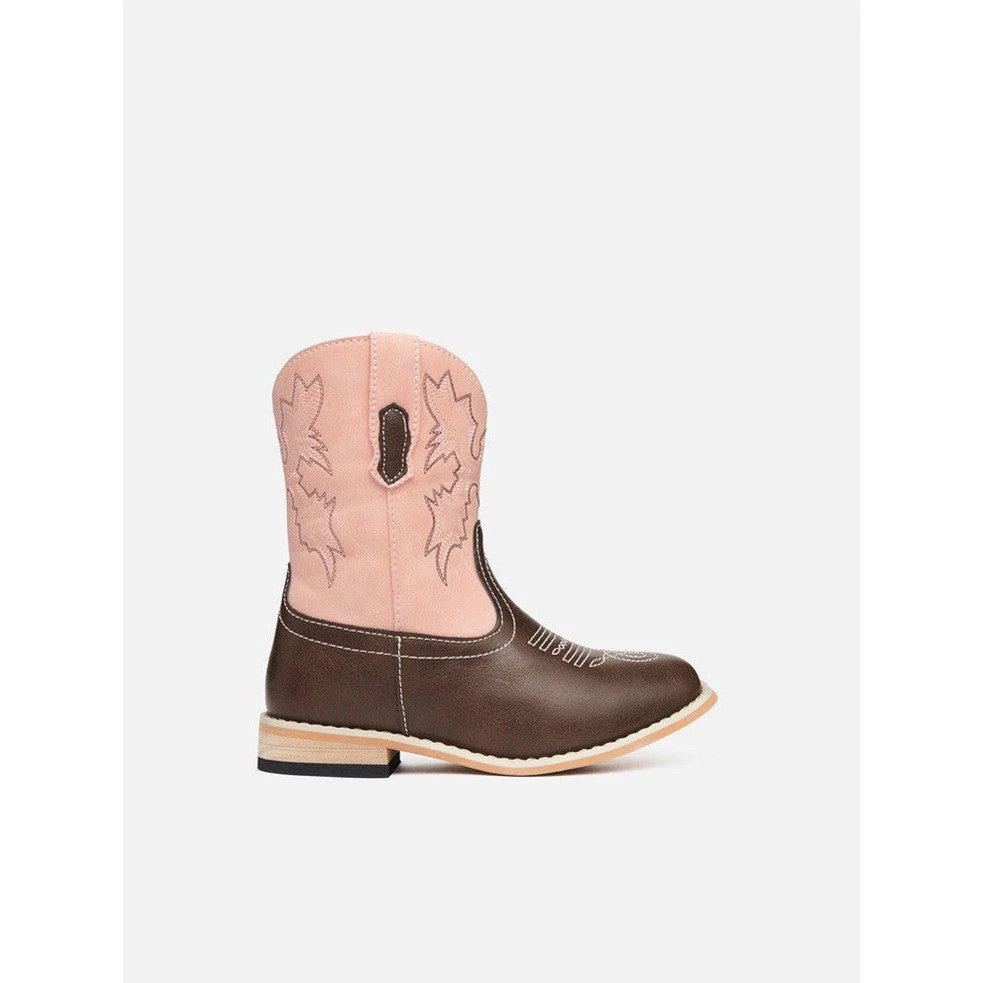 Western Boots Baxter Childrens Light Pink & Brown Junior - Image 4