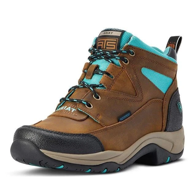 Brown And Turquoise Ariat Terrain H20 Boots For Women - Image 2
