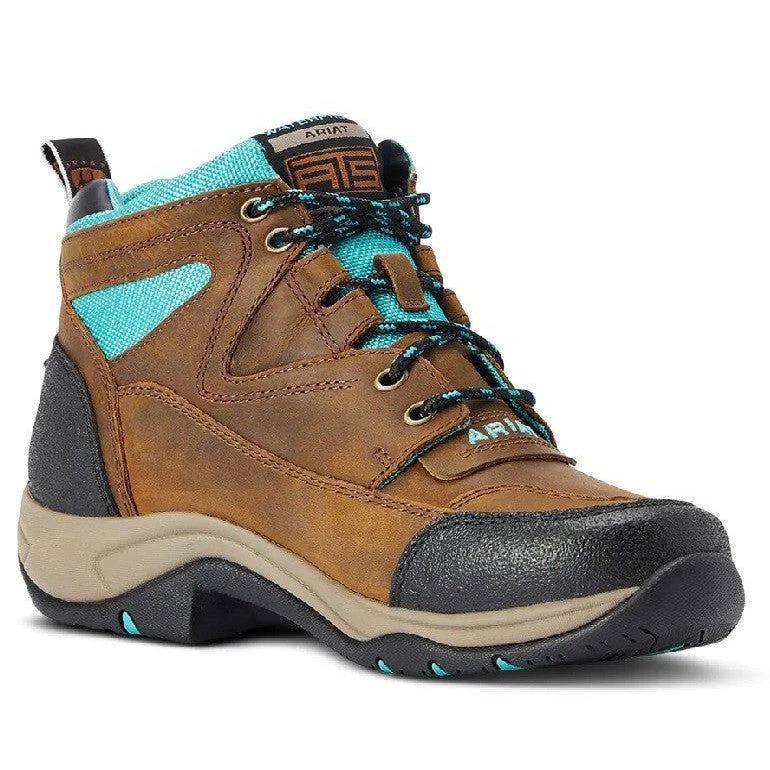 Brown And Turquoise Ariat Terrain H20 Boots For Women - Image 4