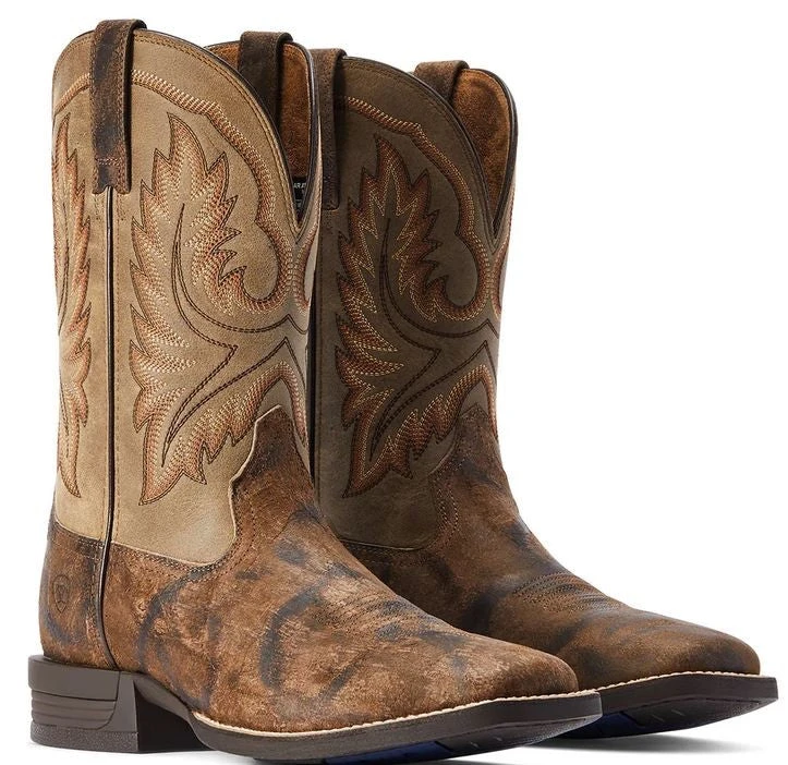 Ariat Men's Wilder Antique Grey & Brown Bomber Western Boots - Image 3