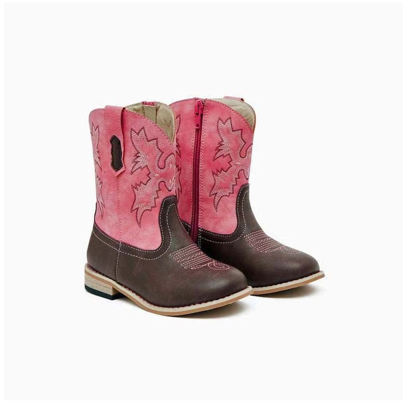Western Boots Baxter Childrens Light Pink & Brown Junior - Image 6