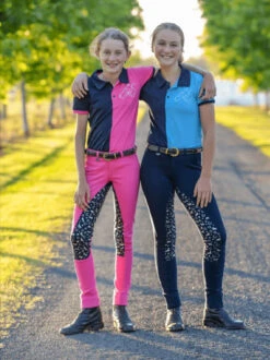 Jodhpurs Peter Williams Pull On Print Pink & Navy & Silver Childs