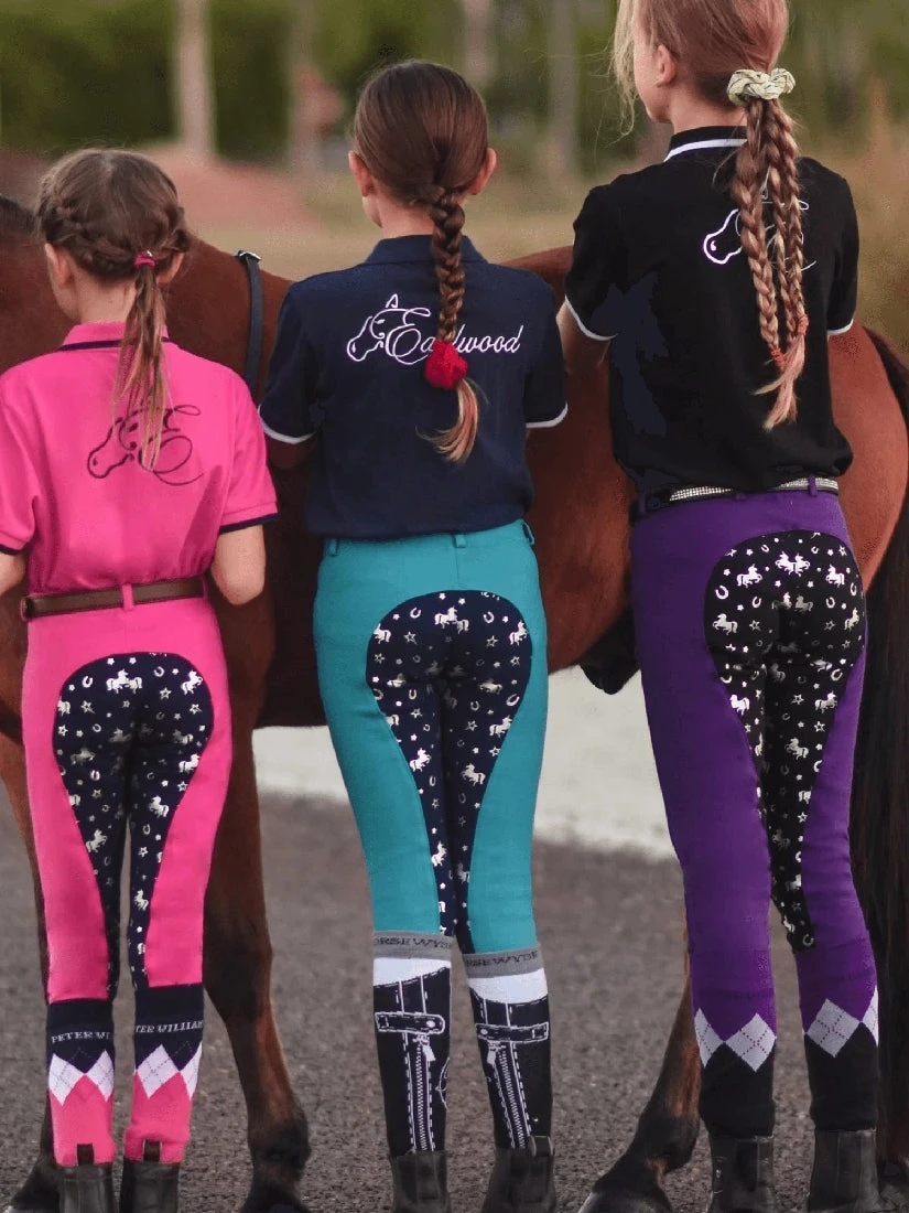 Jodhpurs Peter Williams Pull On Unicorn Printed Purple & Black Childs - Image 8